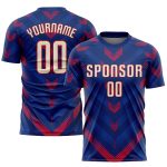 Custom Sublimation Soccer Jersey Royal Cream-Red Style 6838 - Personalized Uniform Custom Royal Cream-Red Sublimation Soccer