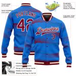 Custom 3D Pattern Varsity Letterman Jacket in Royal Crimson Cream, Full-Snap Bomber Style Custom Royal Crimson-Cream 3D Pattern - Image 3