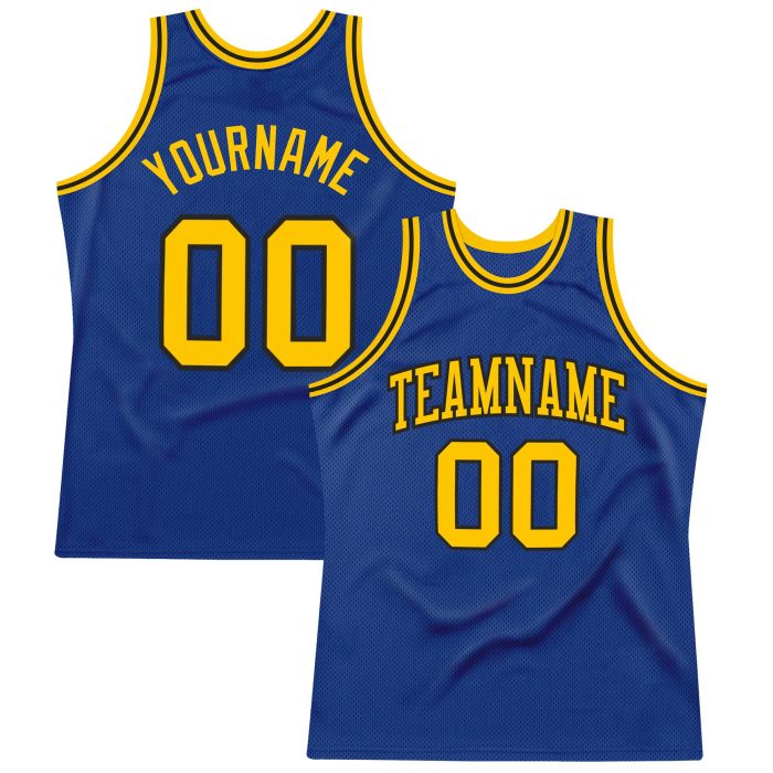 Custom Royal Gold Black Basketball Jersey - Authentic Throwback Style Custom Royal Gold-Black Authentic Throwback Basketball - Image 1