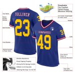 Royal Gold Maroon Custom Authentic Throwback Football Jersey, Mesh Design Custom Royal Gold-Maroon Mesh Authentic Throwback - Image 2