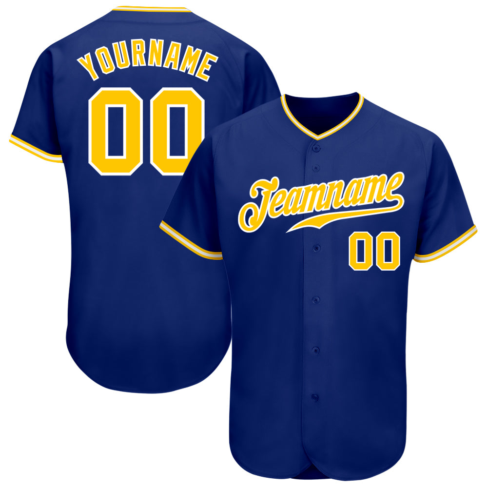 Custom Royal Gold-White Authentic Baseball Jersey for Men - Personalized Sports Apparel Custom Royal Gold-White Authentic