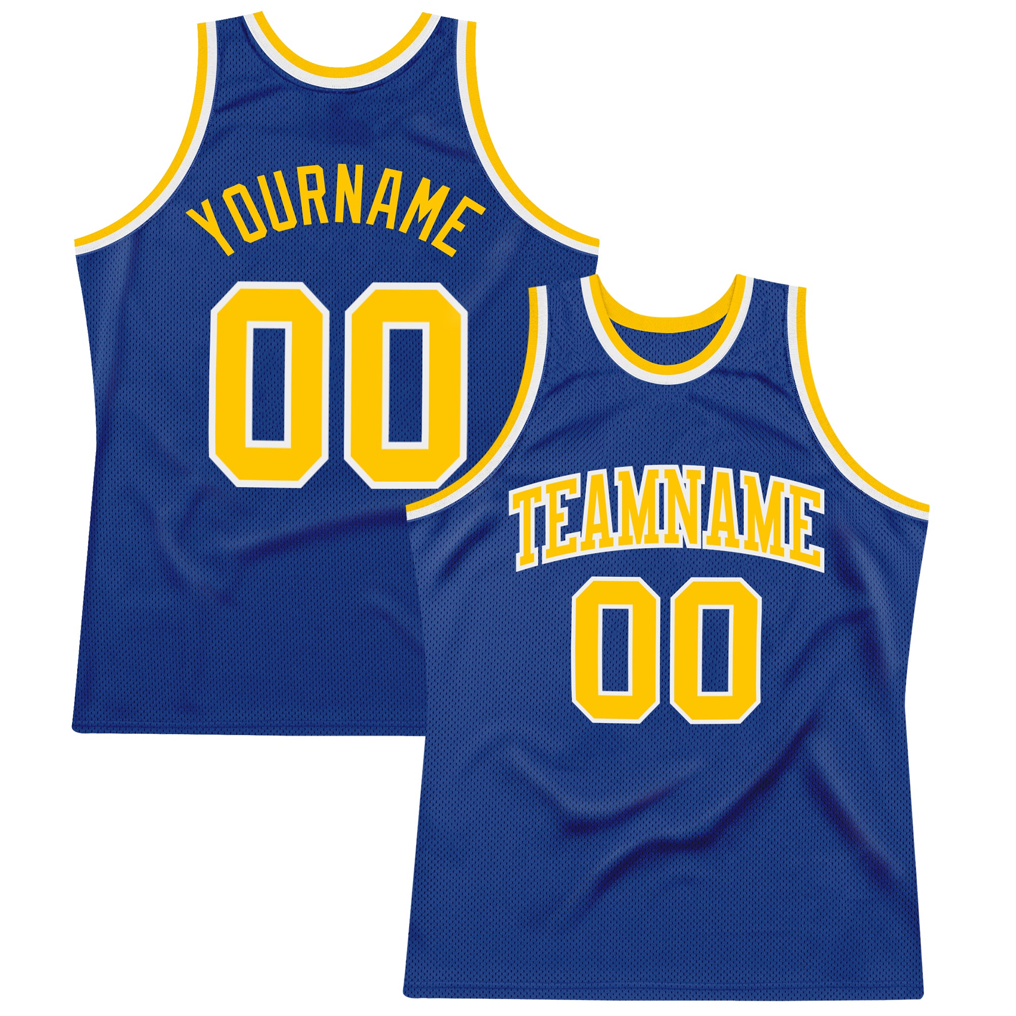 Custom Royal Gold White Basketball Jersey - Authentic Throwback Design Custom Royal Gold-White Authentic Throwback Basketball