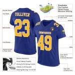 Royal Gold-White Custom Football Jersey - Authentic Mesh Design Custom Royal Gold-White Mesh Authentic Football Jersey - Image 2
