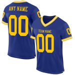 Royal Gold and White Custom Authentic Throwback Football Jersey - Mesh Design Custom Royal Gold-White Mesh Authentic Throwback