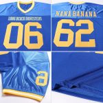 Royal Gold and White Custom Authentic Throwback Football Jersey - Mesh Design Custom Royal Gold-White Mesh Authentic Throwback - Image 5
