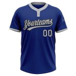 Custom Royal Gray Black Two-Button Unisex Softball Jersey for Adults and Kids Custom Royal Gray-Black Two-Button Unisex Softball - Image 2