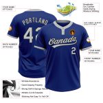 Custom Royal Gray Black Two-Button Unisex Softball Jersey for Adults and Kids Custom Royal Gray-Black Two-Button Unisex Softball - Image 3