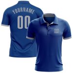 Royal Gray Performance Golf Polo Shirt - Customizable Mens Golf Attire Custom Royal Gray Performance Golf Polo Shirt
