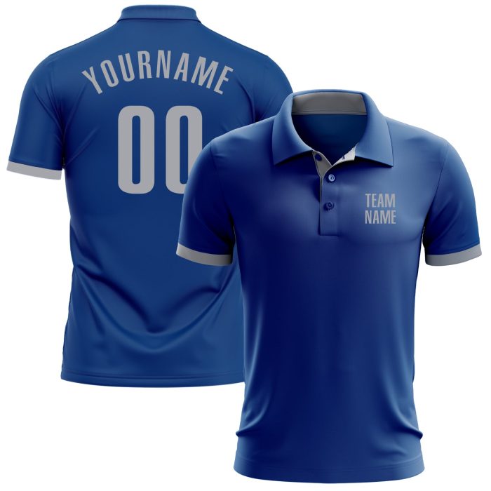 Royal Gray Performance Golf Polo Shirt - Customizable Mens Golf Attire Custom Royal Gray Performance Golf Polo Shirt - Image 1