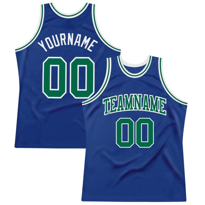 Authentic Custom Throwback Basketball Jersey in Kelly Green and White Custom Royal Kelly Green-White Authentic Throwback - Image 1