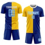 Light Blue Gold Sublimation Soccer Jersey Custom Fashion Uniform Custom Royal Light Blue-Gold Sublimation Split Fashion Soccer - Image 2