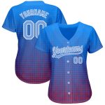 Light Blue Red 3D Pattern Authentic Baseball Jersey - Custom Design Custom Royal Light Blue-Red 3D Pattern Design Authentic - Image 2