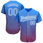 Light Blue Red 3D Pattern Authentic Baseball Jersey - Custom Design Custom Royal Light Blue-Red 3D Pattern Design Authentic