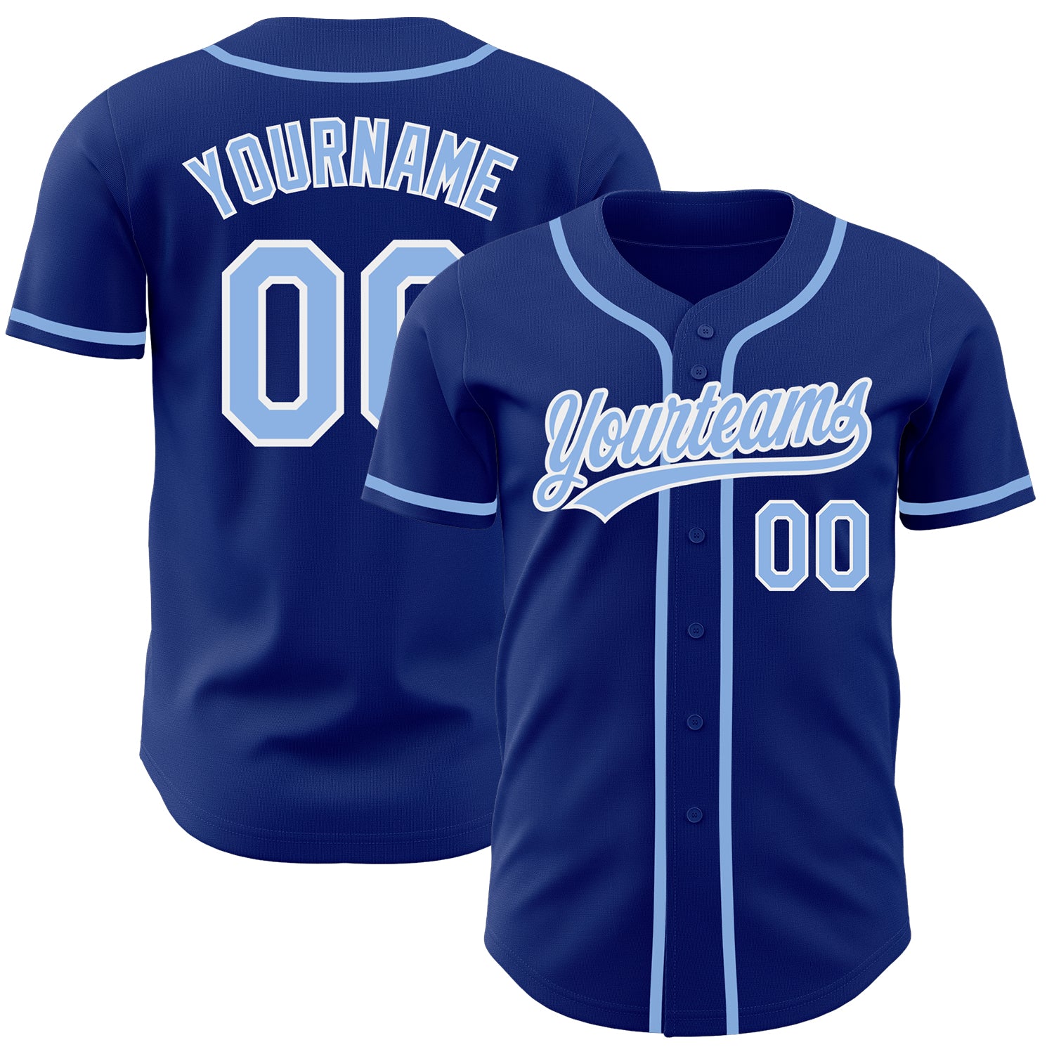 Light Blue White Custom Authentic Baseball Jersey - Royal Design Custom Royal Light Blue-White Authentic Baseball Jersey