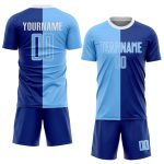 Light Blue-White Custom Soccer Jersey - Sublimation Split Fashion Uniform Custom Royal Light Blue-White Sublimation Split - Image 2