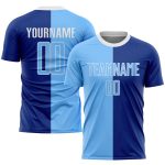 Light Blue-White Custom Soccer Jersey - Sublimation Split Fashion Uniform Custom Royal Light Blue-White Sublimation Split