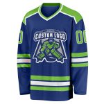 Neon Green White Custom Hockey Jersey | Personalized Sports Apparel Custom Royal Neon Green-White Hockey Jersey - Image 2