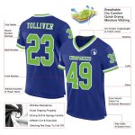 Custom Neon Green White Throwback Football Jersey - Authentic Mesh Design Custom Royal Neon Green-White Mesh Authentic Throwback - Image 2
