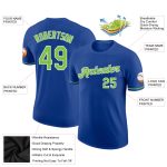 Neon Green Custom Performance T-Shirt - White Accents, Stylish Design Custom Royal Neon Green-White Performance T-Shirt - Image 2