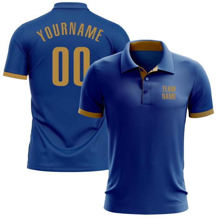 Custom Royal Old Gold Performance Golf Polo Shirt for Men - High Quality Athletic Wear Custom Royal Old Gold Performance - Image 1