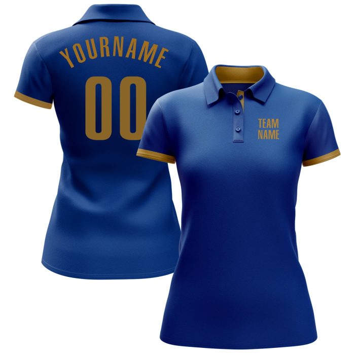Custom Royal Old Gold Performance Golf Polo Shirt for Men - High Quality Athletic Wear Custom Royal Old Gold Performance - Image 2