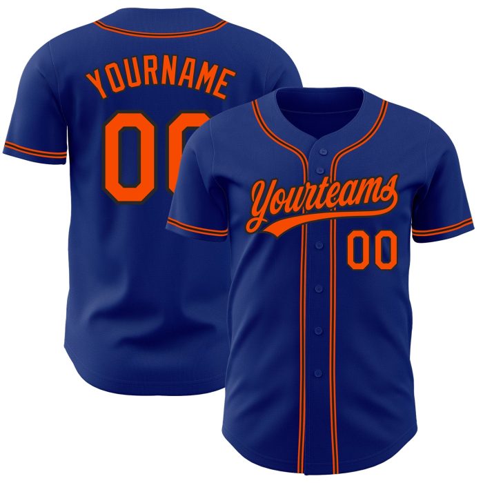 Custom Orange Black Baseball Jersey - Authentic Personalized Team Apparel Custom Royal Orange-Black Authentic Baseball Jersey - Image 1
