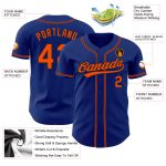 Custom Orange Black Baseball Jersey - Authentic Personalized Team Apparel Custom Royal Orange-Black Authentic Baseball Jersey - Image 3