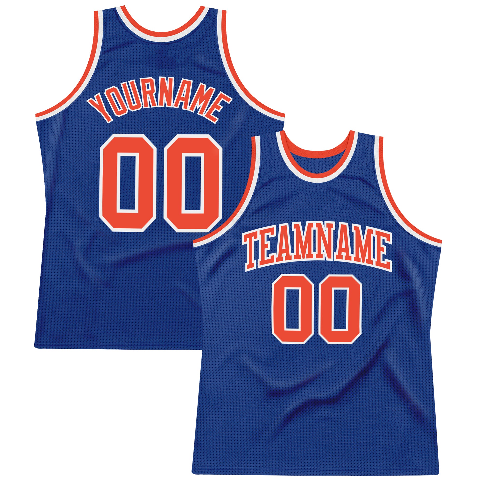 Royal Orange-White Custom Authentic Basketball Jersey - Throwback Style Custom Royal Orange-White Authentic Throwback Basketball
