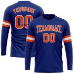 Royal Orange-White Long Sleeve Performance T-Shirt Customizable for Men and Women Custom Royal Orange-White Long Sleeve Performance