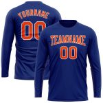 Royal Orange-White Long Sleeve Performance T-Shirt Customizable for Men and Women Custom Royal Orange-White Long Sleeve Performance - Image 2