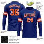 Royal Orange-White Long Sleeve Performance T-Shirt Customizable for Men and Women Custom Royal Orange-White Long Sleeve Performance - Image 3