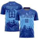 Custom Pink Blue Soccer Jersey - Personalized Sublimation Uniform Custom Royal Pink-Light Blue Sublimation Soccer Uniform