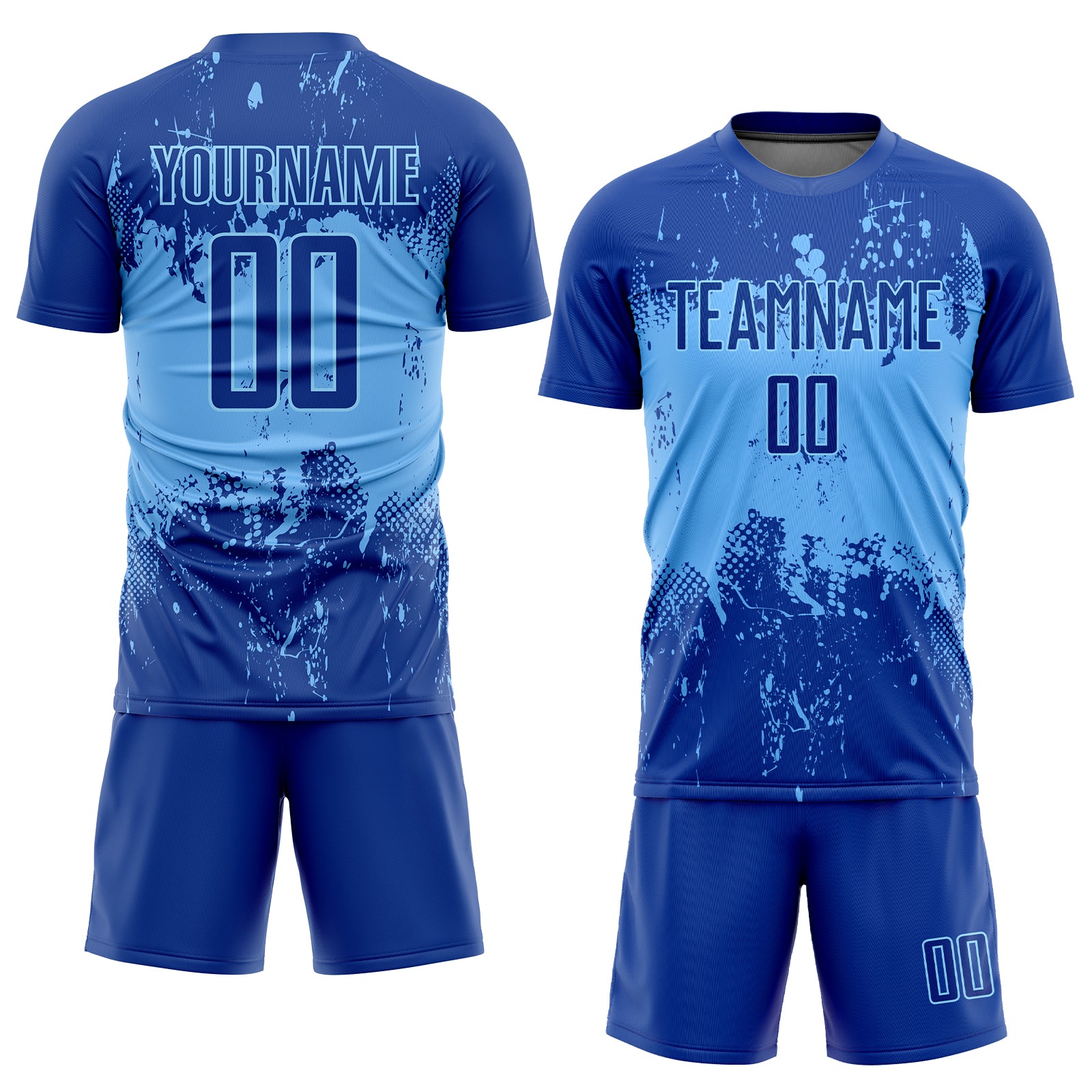 Custom Royal Pink-Light Blue Sublimation Soccer Uniform Jersey Custom Pink Blue Soccer Jersey - Personalized Sublimation Uniform Custom Royal Pink-Light Blue Sublimation Soccer Uniform - Image 2