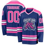 Custom Pink White Hockey Jersey - Personalized Royal Sportswear for Team or Individual Use Custom Royal Pink-White Hockey