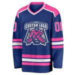 Custom Pink White Hockey Jersey - Personalized Royal Sportswear for Team or Individual Use Custom Royal Pink-White Hockey - Image 2