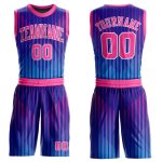 Royal Pink White Basketball Jersey Custom Round Neck Sublimation Suit Custom Royal Pink-White Round Neck Sublimation Basketball