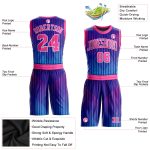 Royal Pink White Basketball Jersey Custom Round Neck Sublimation Suit Custom Royal Pink-White Round Neck Sublimation Basketball - Image 2