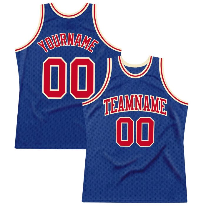 Authentic Custom Royal Red-Cream Basketball Jersey - Throwback Style Custom Royal Red-Cream Authentic Throwback Basketball - Image 1