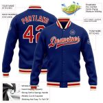 Custom Royal Red-Cream Varsity Letterman Jacket Full-Snap Bomber Style Custom Royal Red-Cream Bomber Full-Snap Varsity Letterman - Image 3