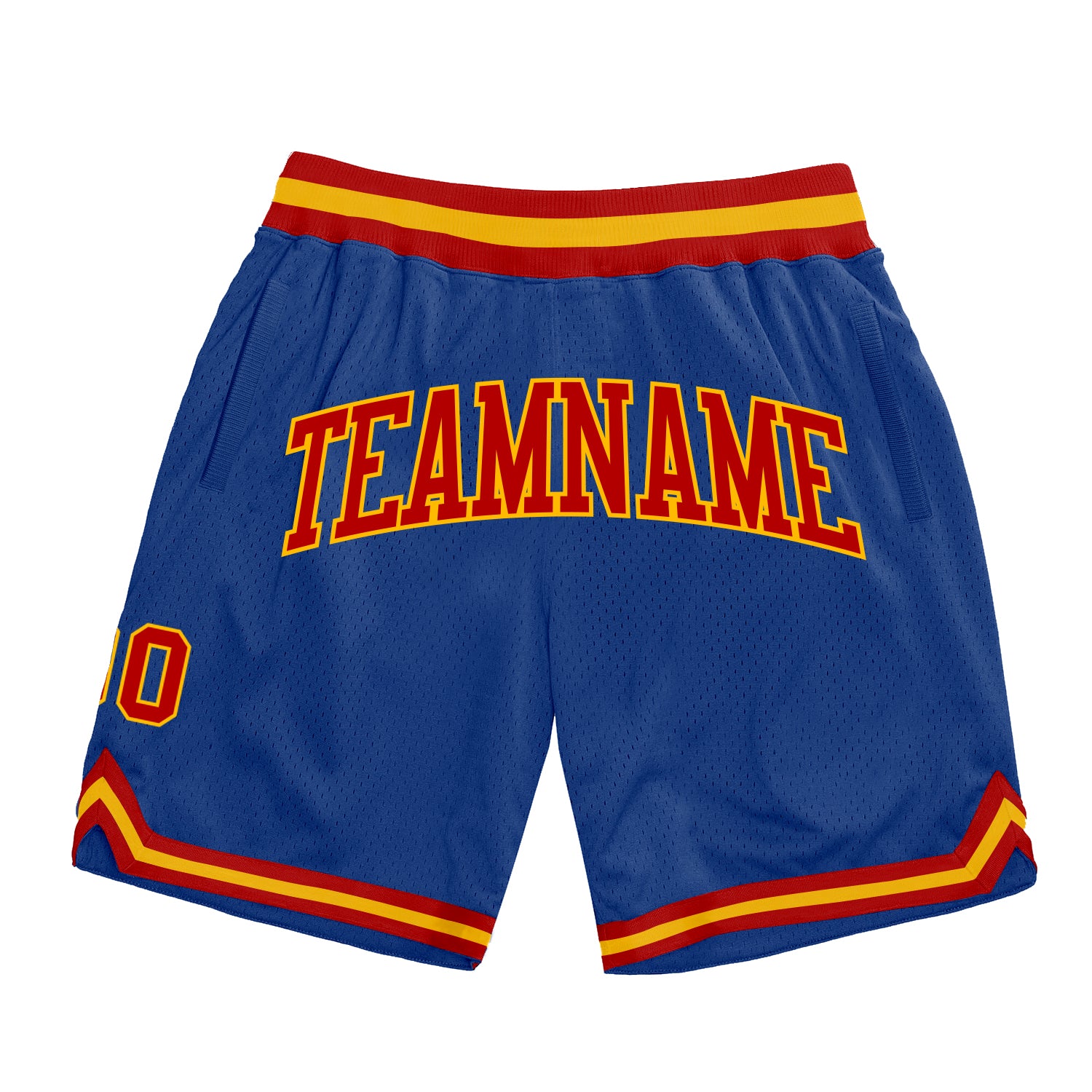Custom Royal Red Gold Basketball Shorts - Authentic Throwback Style Custom Royal Red-Gold Authentic Throwback Basketball