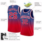 Custom Royal Red-White Basketball Jersey - Authentic Fade Fashion Design Custom Royal Red-White Authentic Fade Fashion Basketball - Image 2