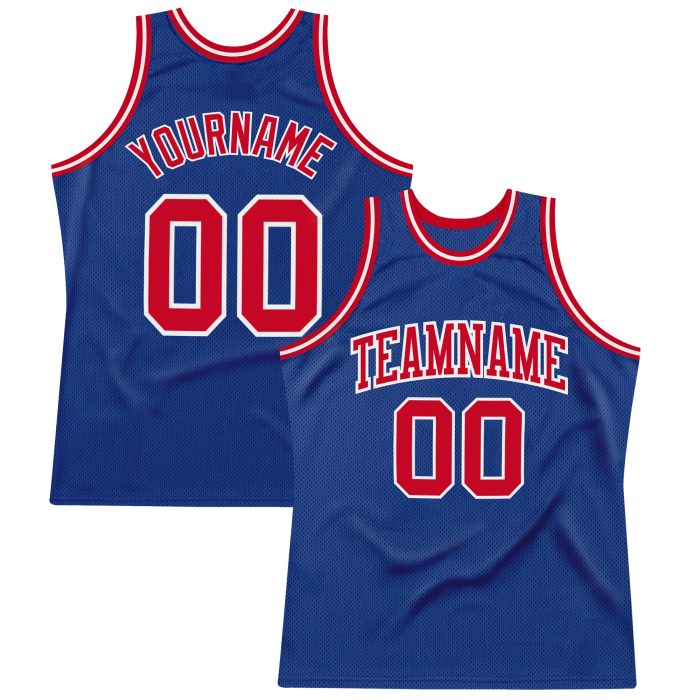 Authentic Throwback Basketball Jersey - Custom Royal Red-White Edition Custom Royal Red-White Authentic Throwback Basketball - Image 1