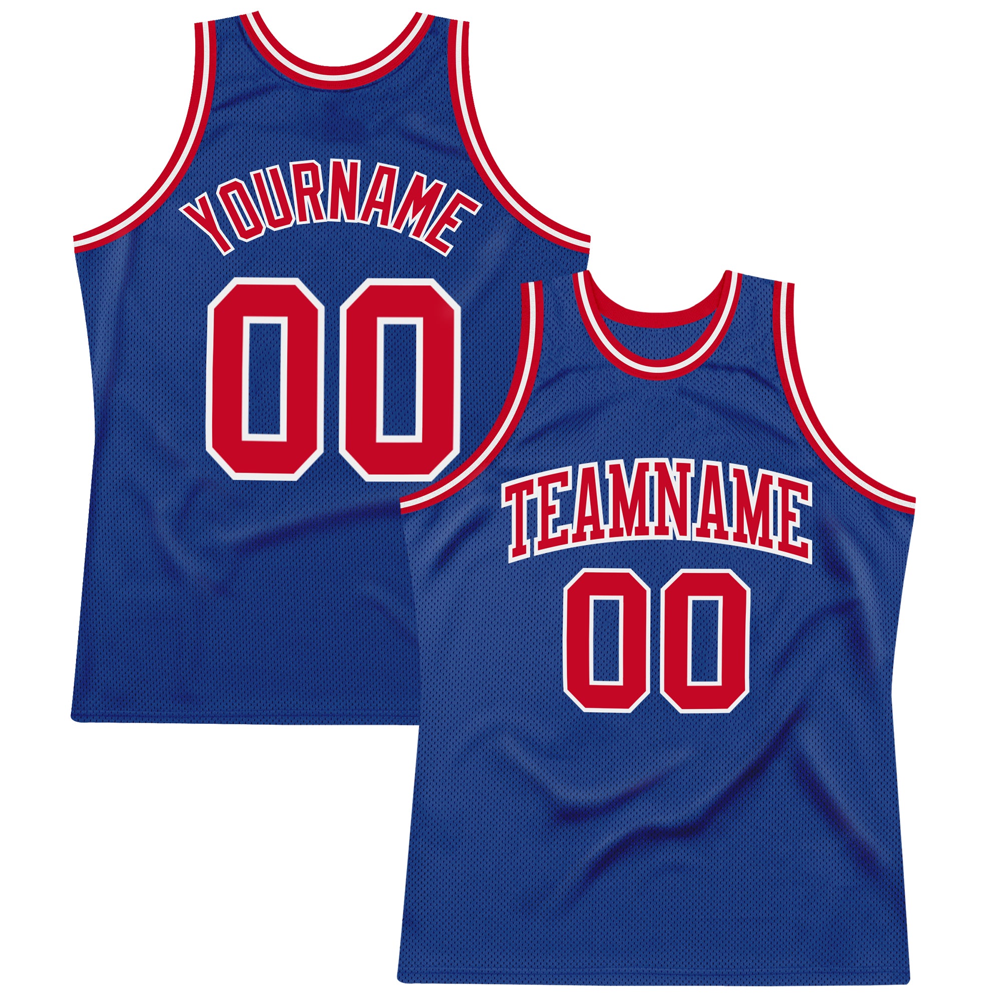 Custom Royal Red-White Authentic Throwback Basketball Jersey Authentic Throwback Basketball Jersey - Custom Royal Red-White Edition Custom Royal Red-White Authentic Throwback Basketball - Image 1