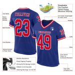 Custom Royal Red White Authentic Throwback Football Jersey Mesh Design Custom Royal Red-White Mesh Authentic Throwback Football - Image 2