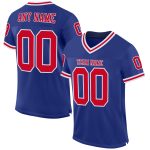 Custom Royal Red White Authentic Throwback Football Jersey Mesh Design Custom Royal Red-White Mesh Authentic Throwback Football