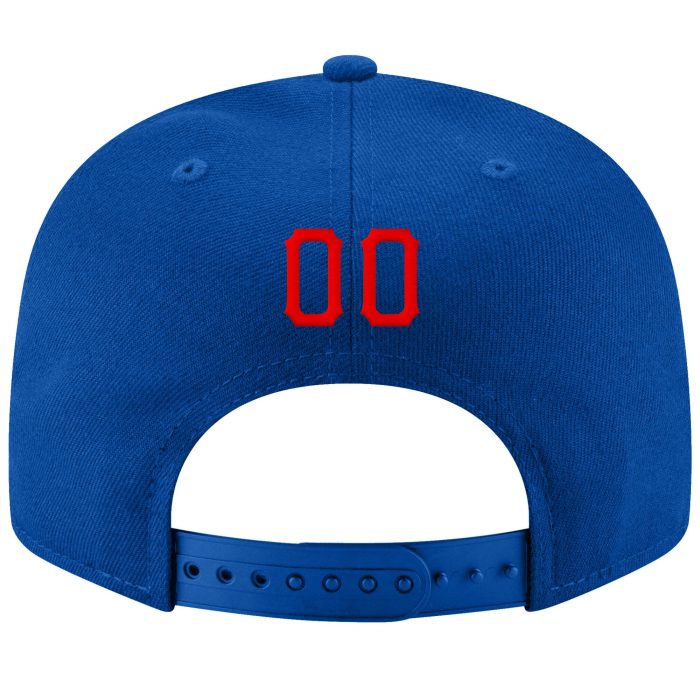 Custom Red White Snapback Hat Adjustable with Stitched Design for Discounts Custom Royal Red-White Stitched Adjustable Snapback - Image 3