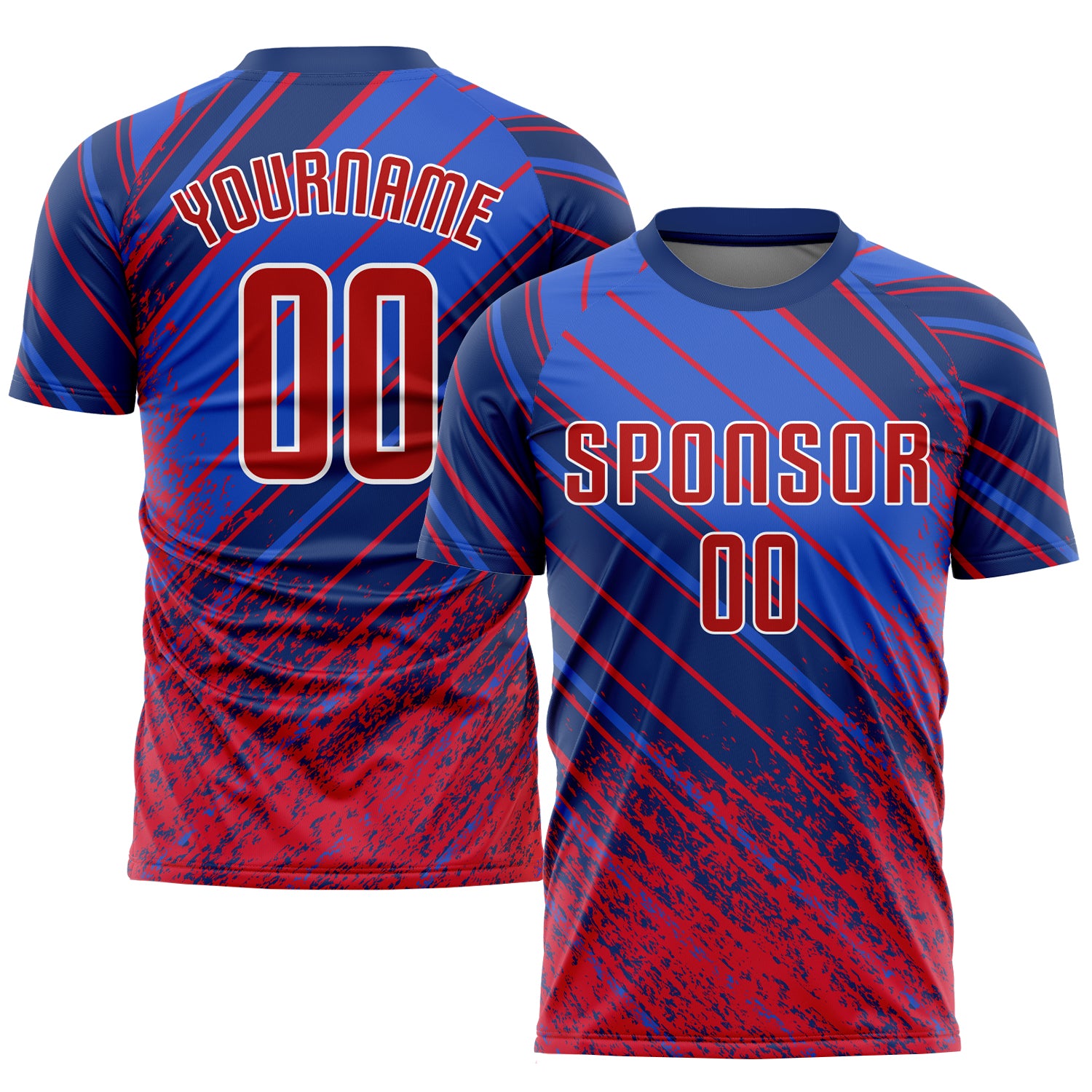 Custom Sublimation Soccer Jersey in Royal Red-White, Style 4101 - Personalized Sports Uniform for Teams Custom Royal Red-White