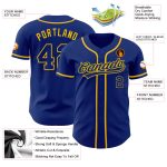 Custom Authentic Baseball Jersey - Royal Gold Stylish Design for Fans Custom Royal Royal-Gold Authentic Baseball Jersey - Image 3