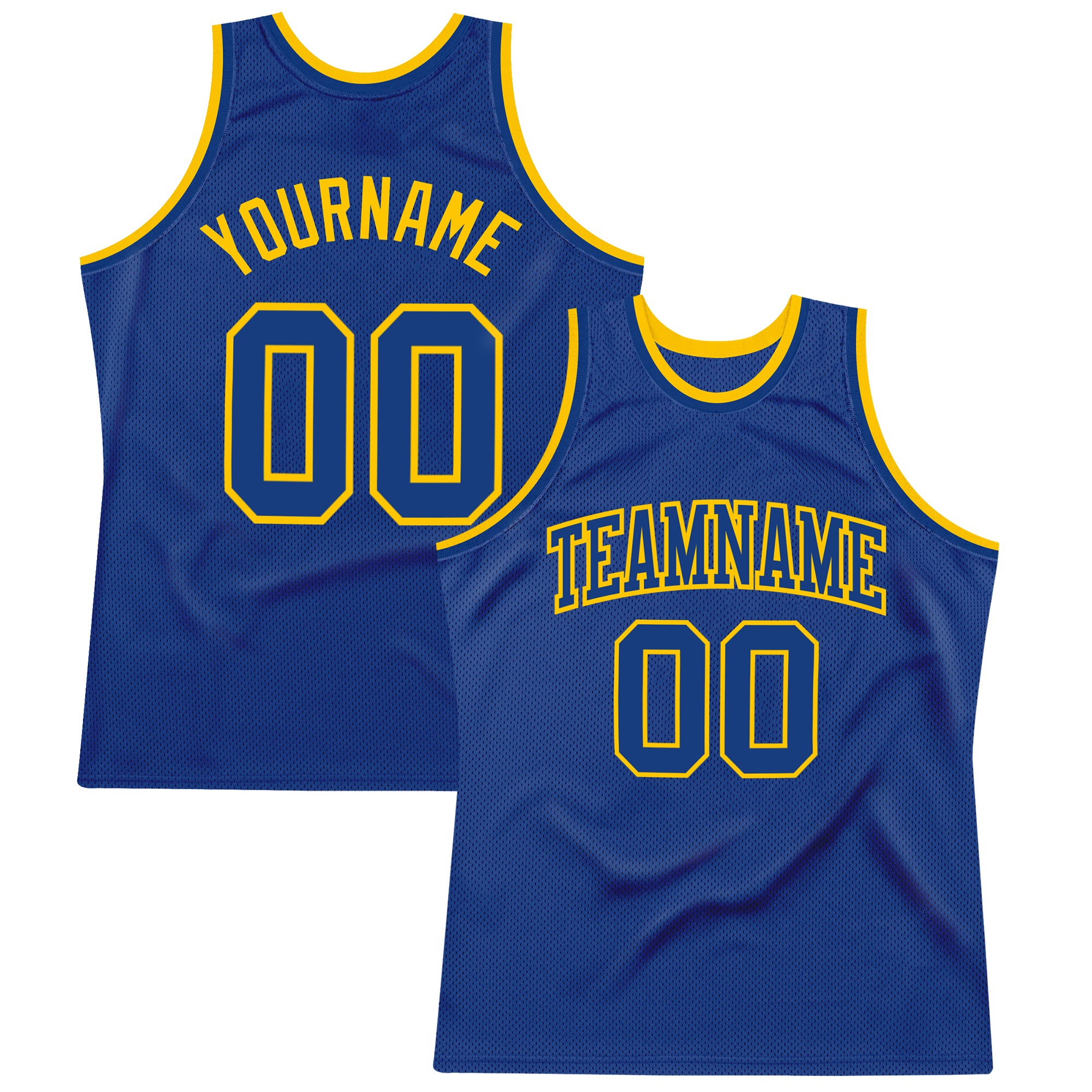Royal Gold Throwback Basketball Jersey - Custom Authentic Design Custom Royal Royal-Gold Authentic Throwback Basketball Jersey