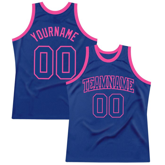 Royal-Pink Authentic Throwback Basketball Jersey - Custom Design, Retro Style Custom Royal Royal-Pink Authentic Throwback - Image 1